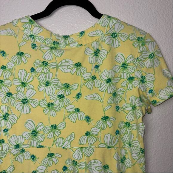 LILLY PULITZER Kelsea Dress Women's XS Yellow Green Dogwood Pattern Stretch Knit - Picture 11 of 16